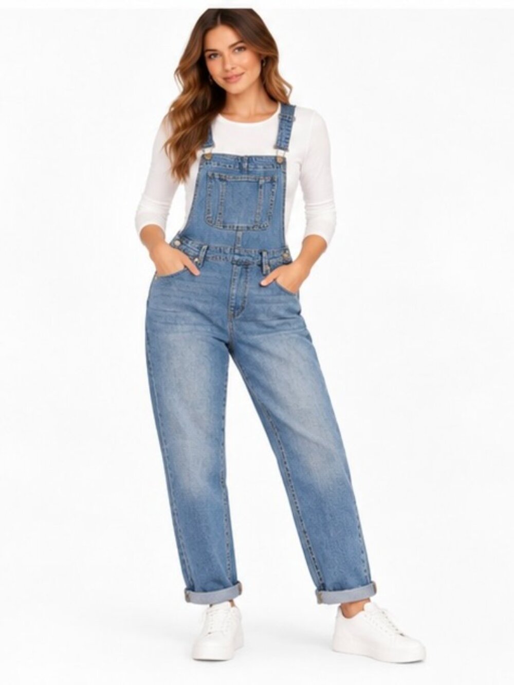 Universal Threads Women's 4/27R Denim Overalls Blue Jeans Cuffed Workwear Y2K